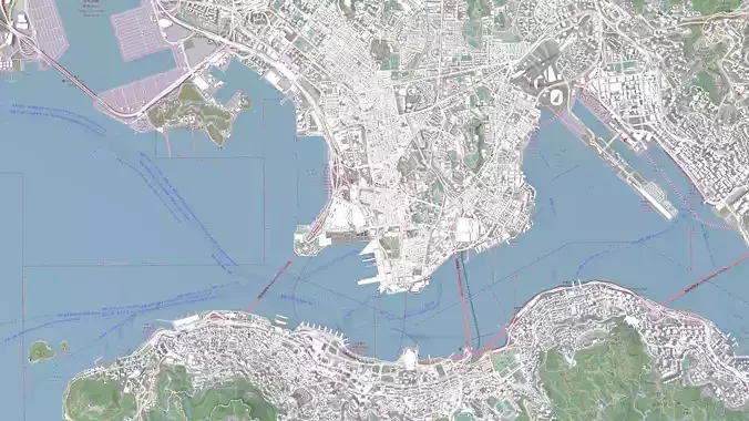Cityscape Hong Kong and Kowloon China 3D model