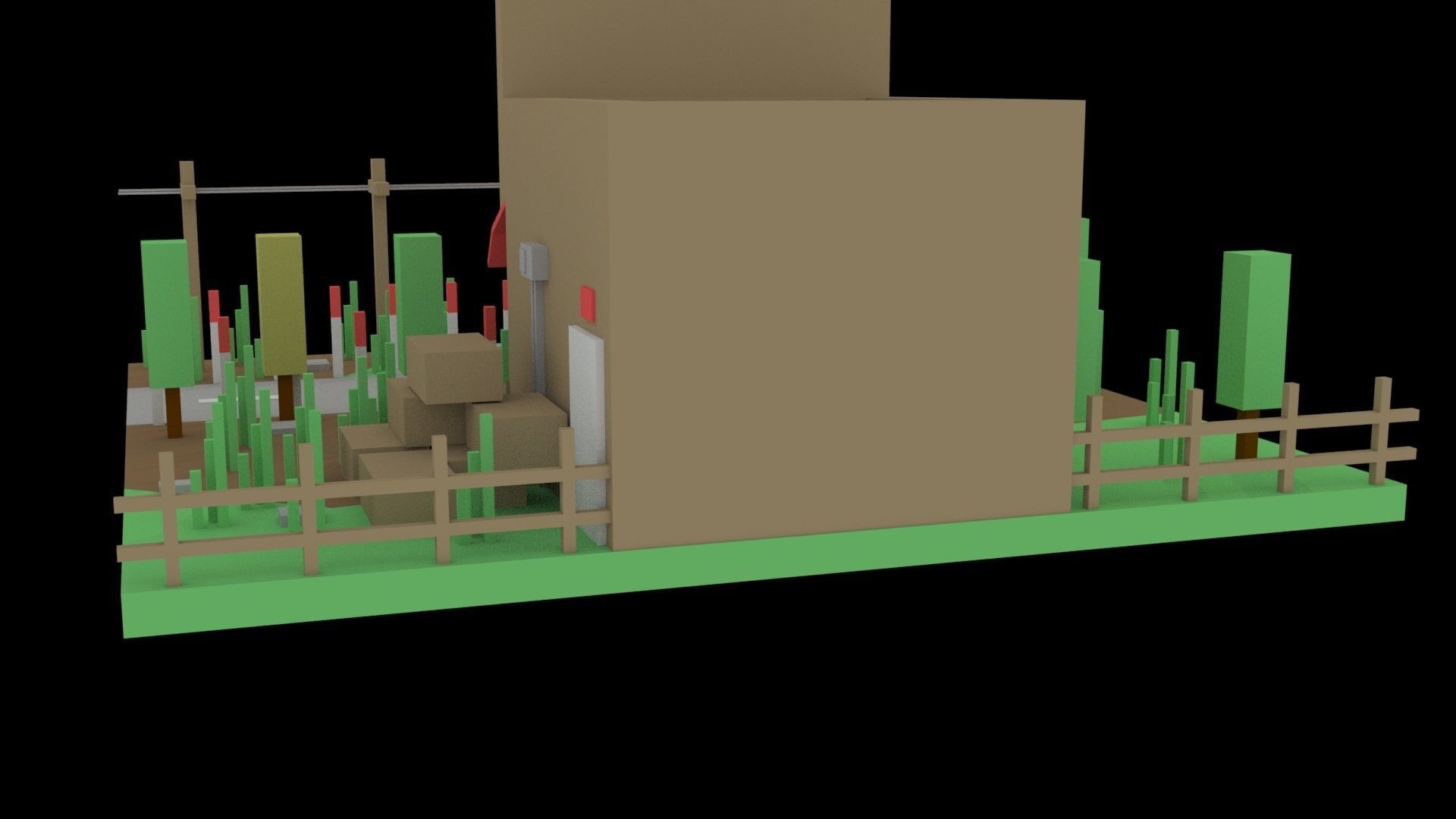 Low Poly Game Ready Town Market Low-poly 3D model_7