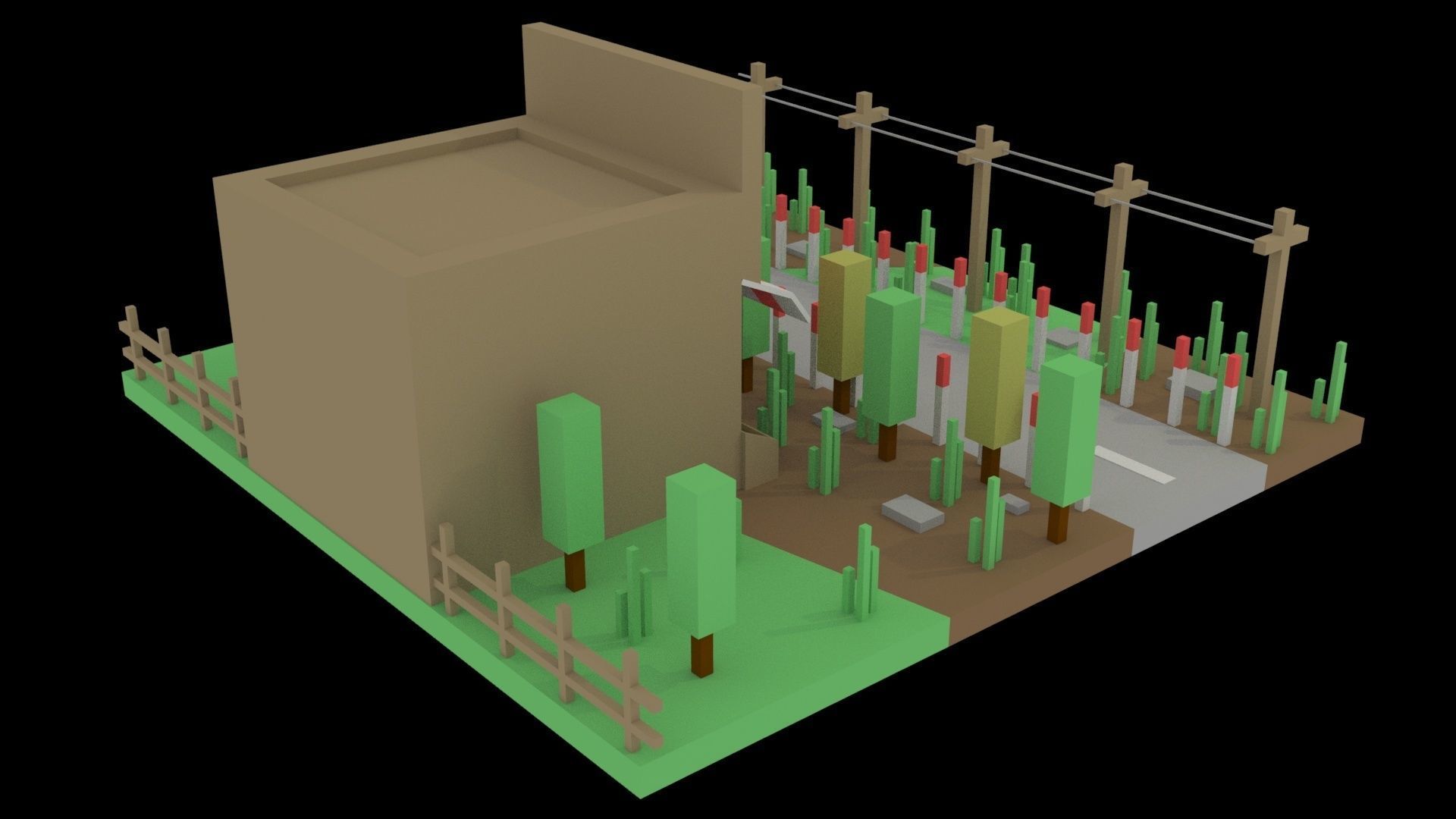 Low Poly Game Ready Town Market Low-poly 3D model_2