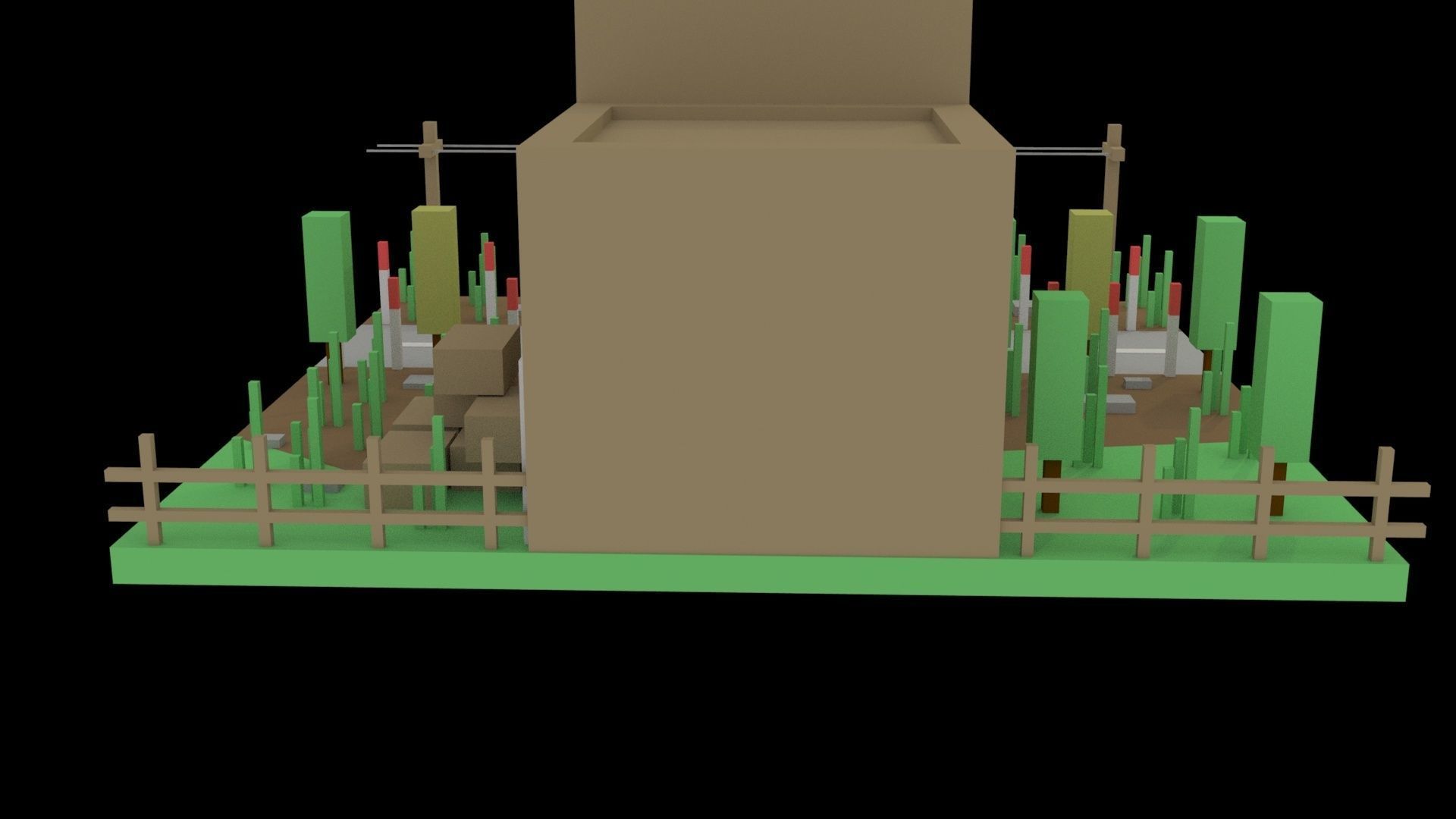 Low Poly Game Ready Town Market Low-poly 3D model_10