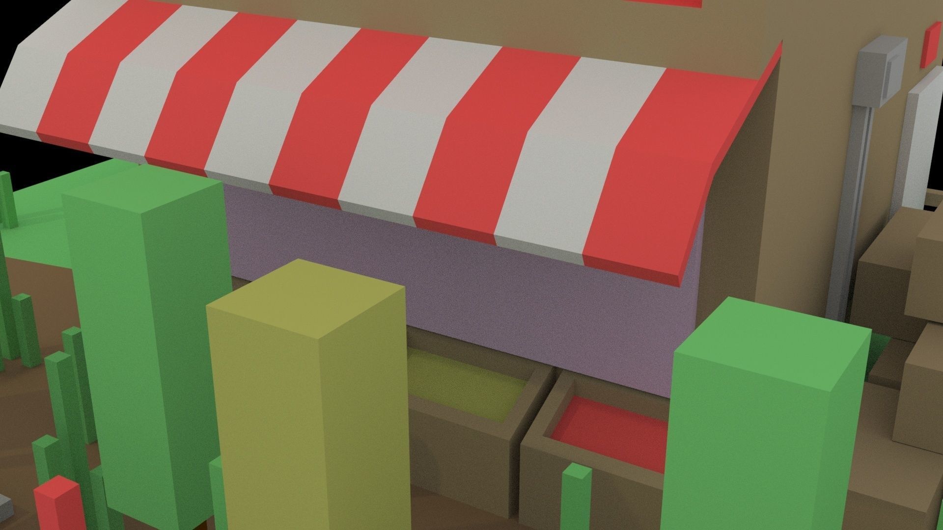 Low Poly Game Ready Town Market Low-poly 3D model_4