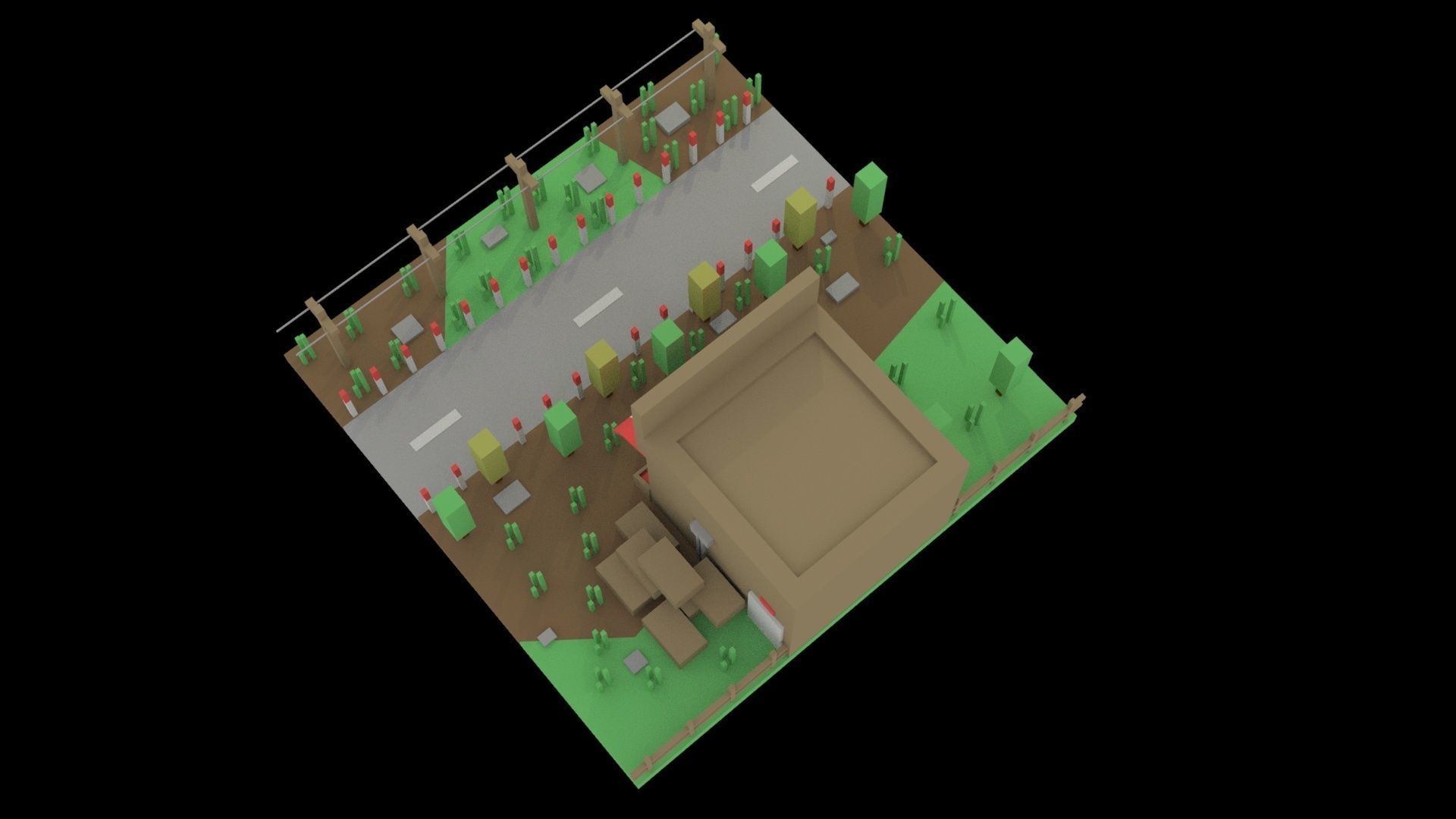 Low Poly Game Ready Town Market Low-poly 3D model_1