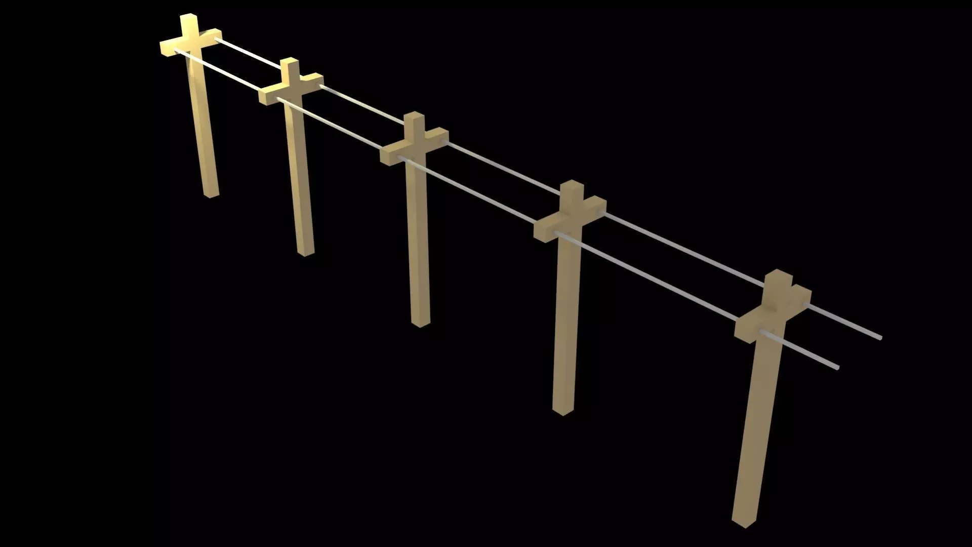 Low Poly Game Ready Powerline of Electric Transformers Low-poly 3D model_0