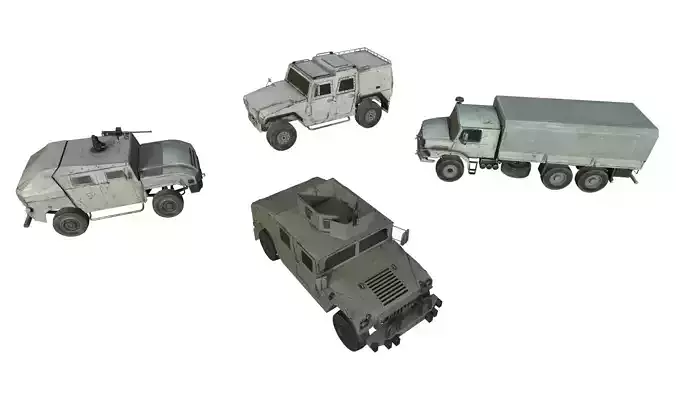 Military Vehicle Pack 04  Low-poly 3D model