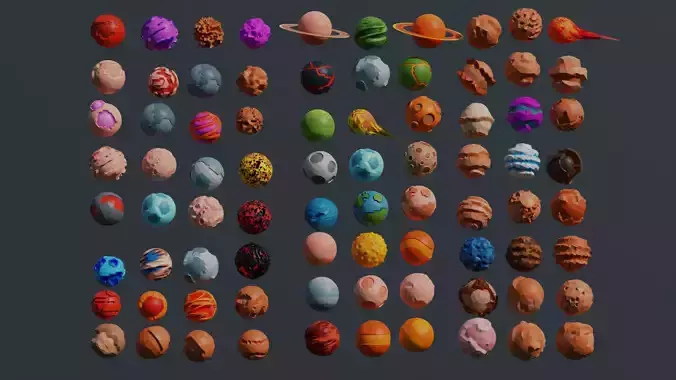 Planet Low Poly Pack Low-poly 3D model