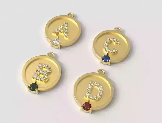 Alphabet Pendant with 3mm Gemstone and Diamonds