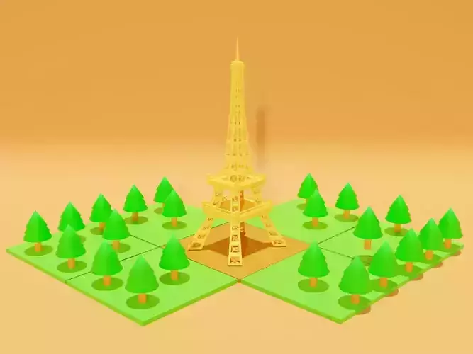 Low poly 3d Eiffel tower model Low-poly 3D model