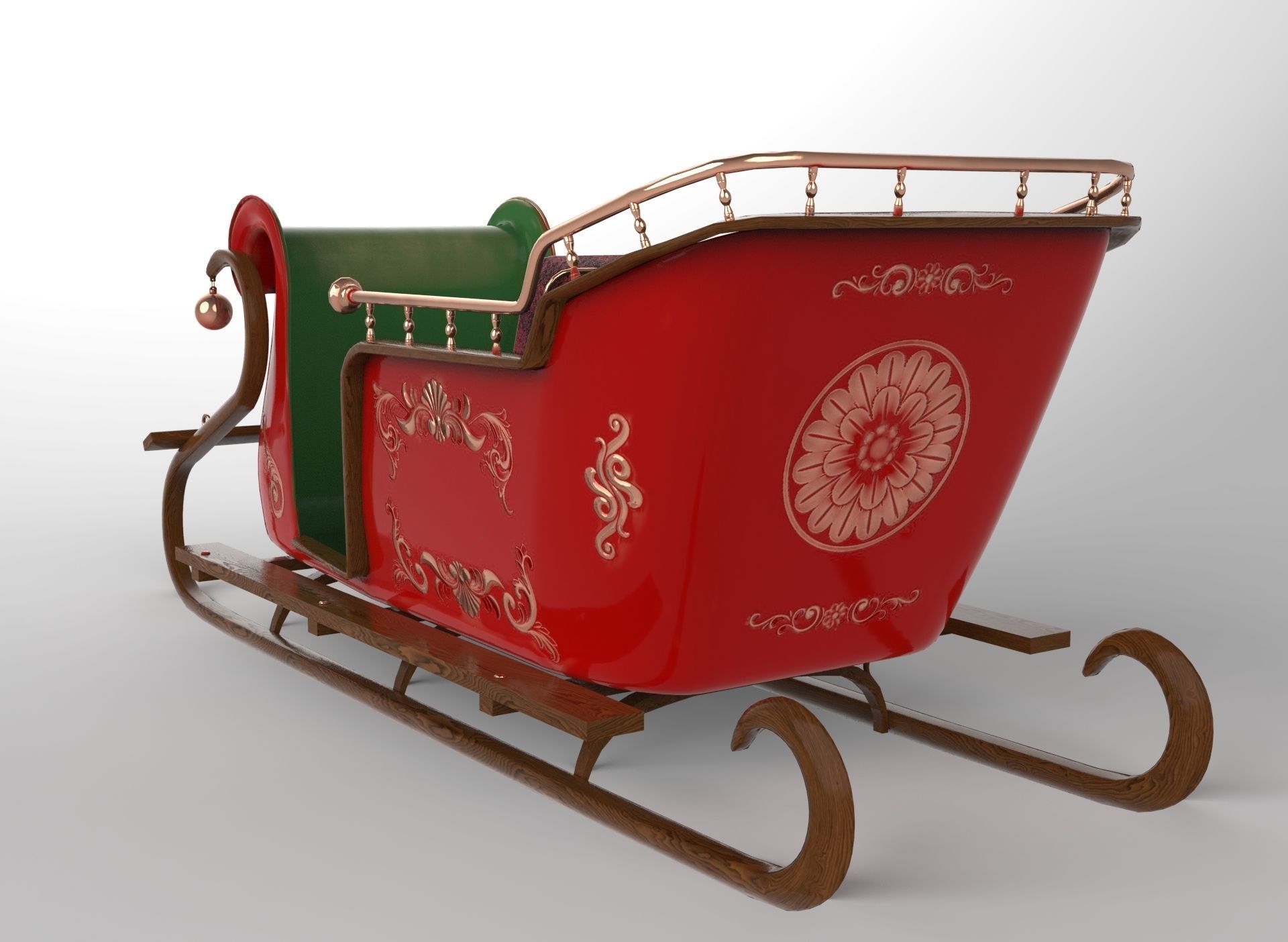 Santas Sleigh Low-poly 3D model_2