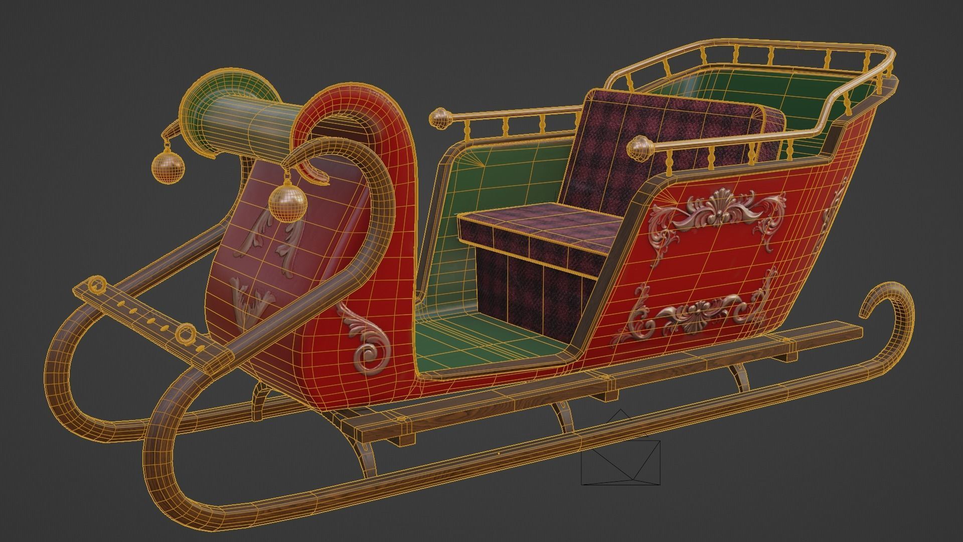 Santas Sleigh Low-poly 3D model_8