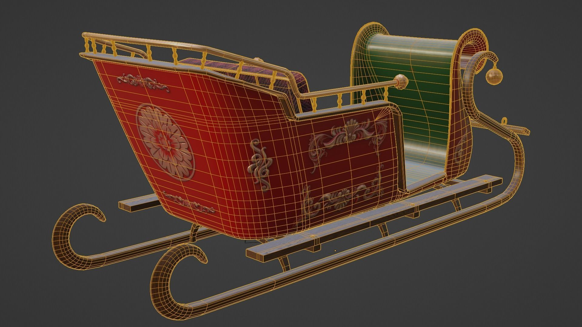 Santas Sleigh Low-poly 3D model_9