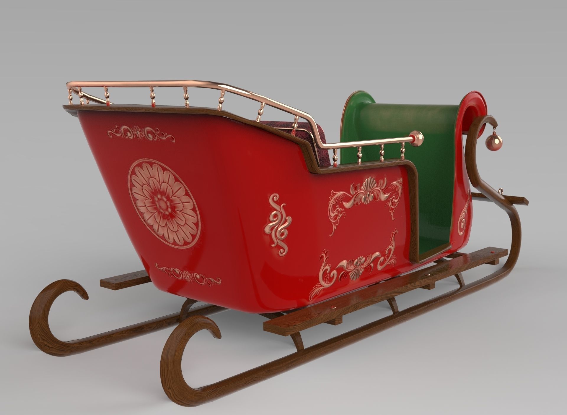 Santas Sleigh Low-poly 3D model_3