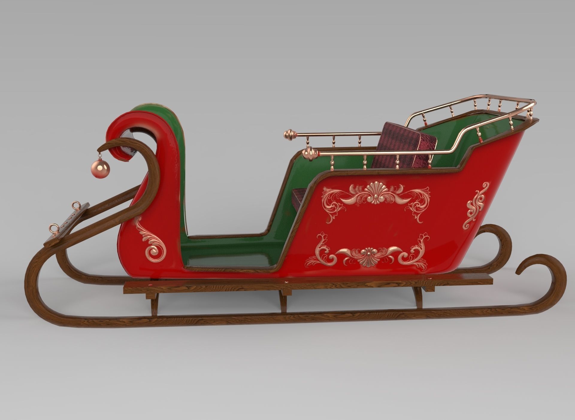 Santas Sleigh Low-poly 3D model_1