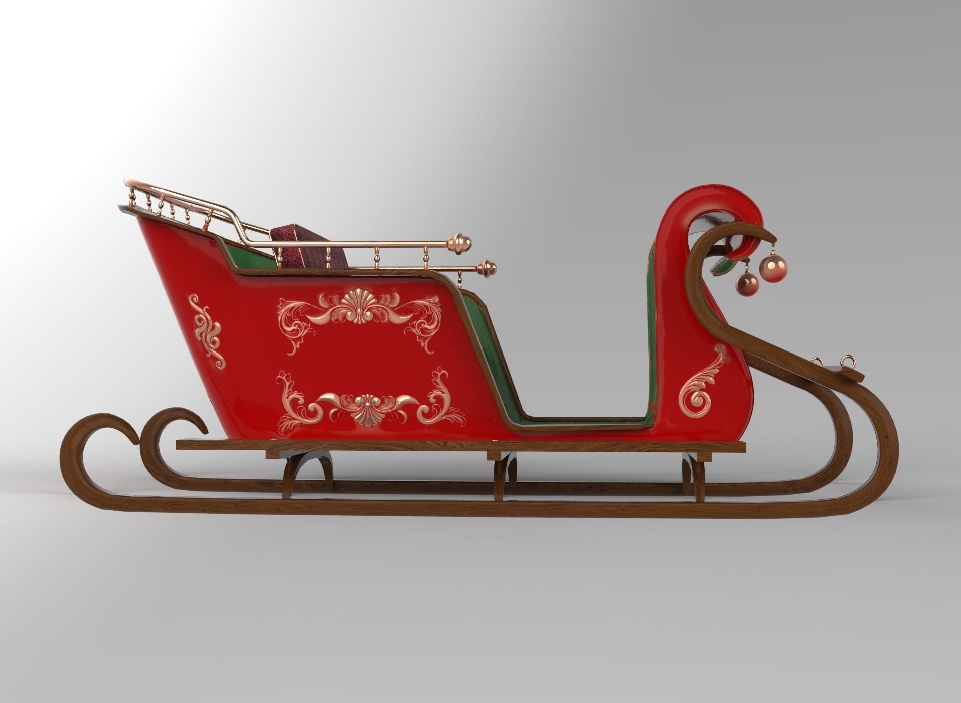 Santas Sleigh Low-poly 3D model_4