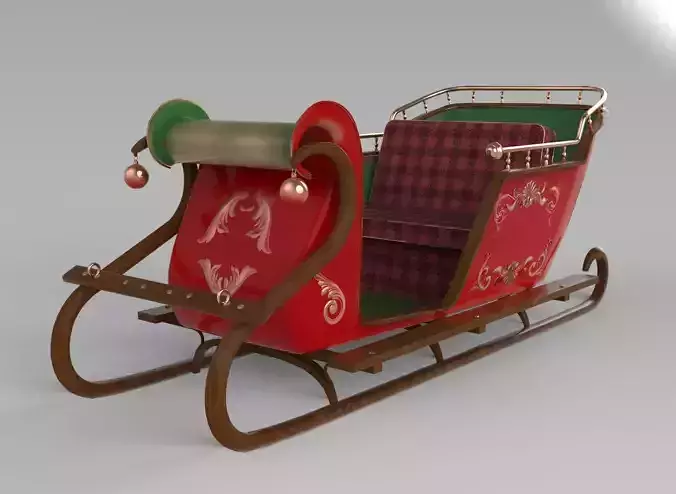 Santas Sleigh Low-poly 3D model