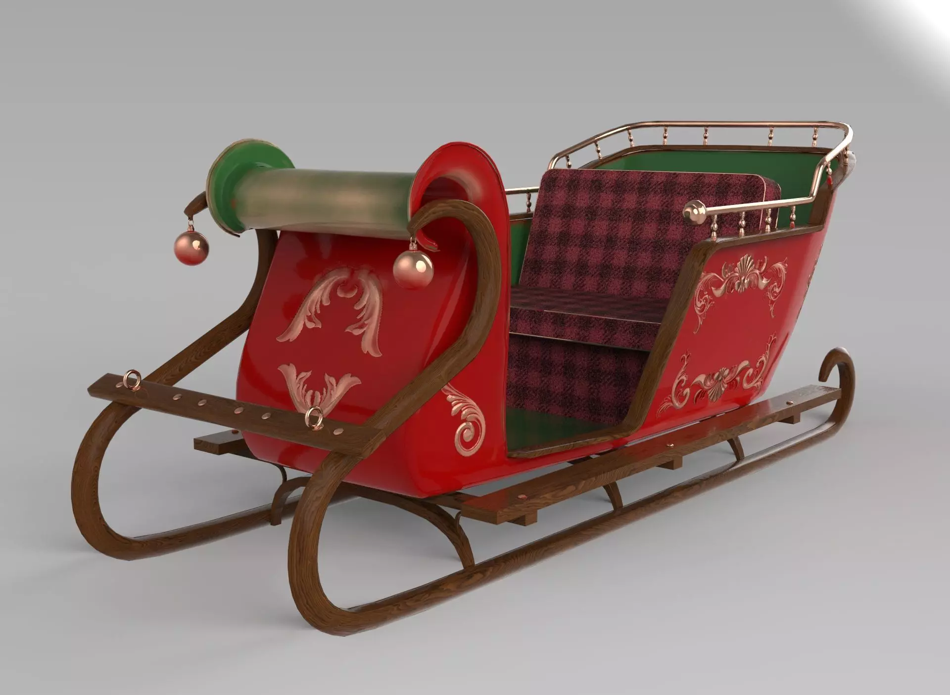Santas Sleigh Low-poly 3D model_0