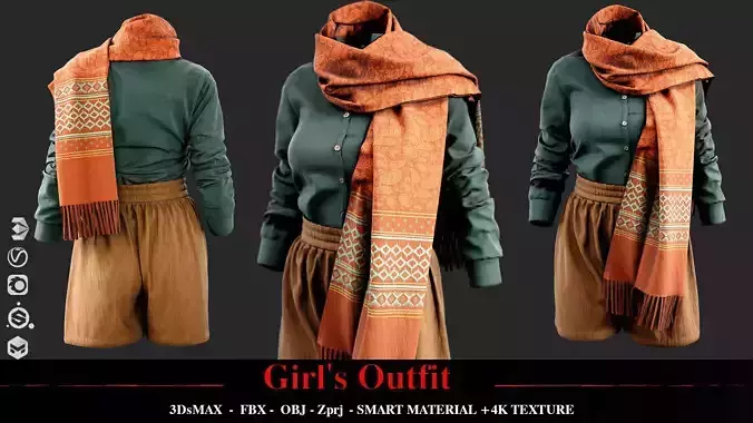 Girls Outfit 007 3D model