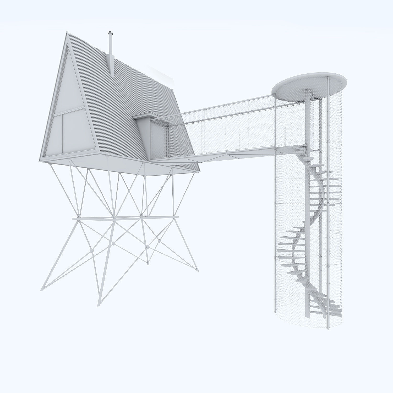 Modern Bungalow House 3D model_5