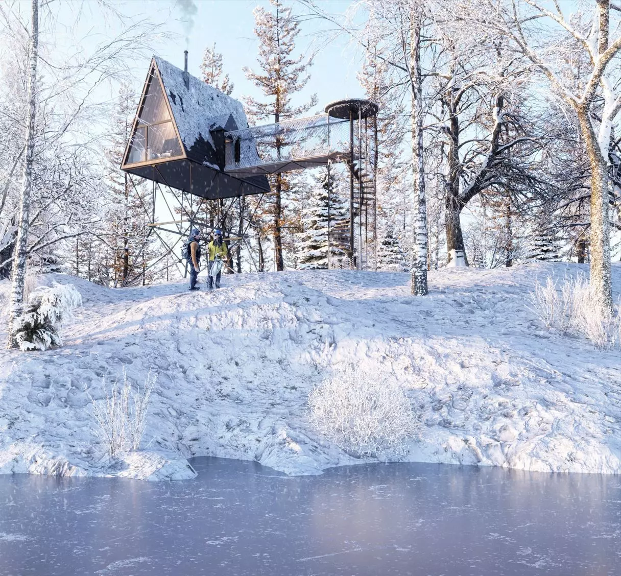 Modern Bungalow House 3D model_0