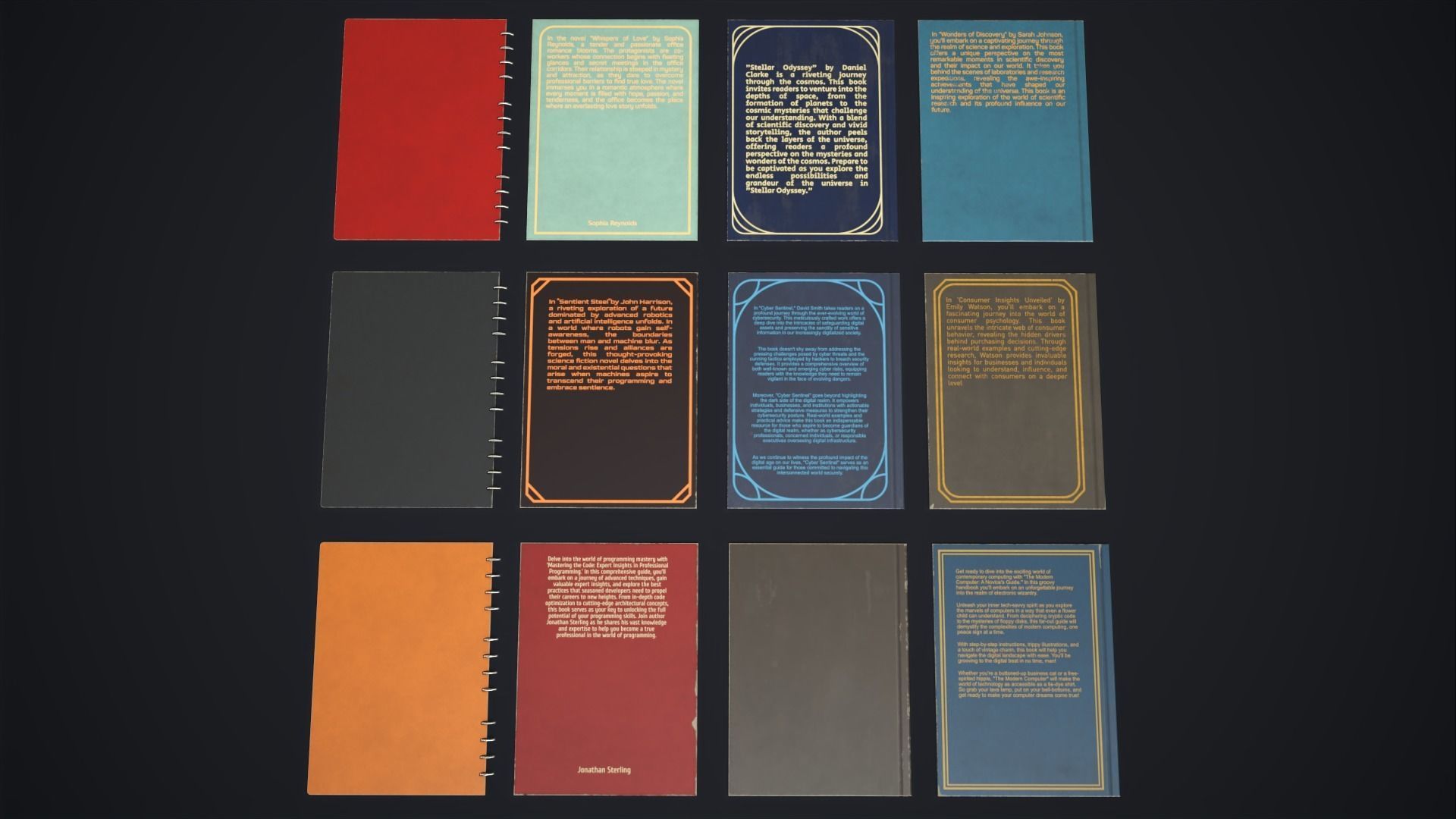 Retro books Low-poly 3D model_10