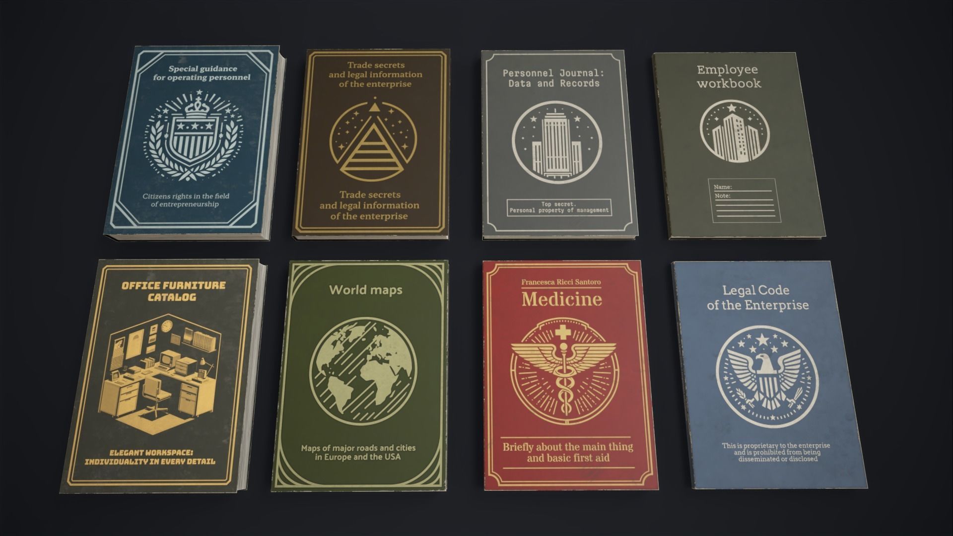 Retro books Low-poly 3D model_5