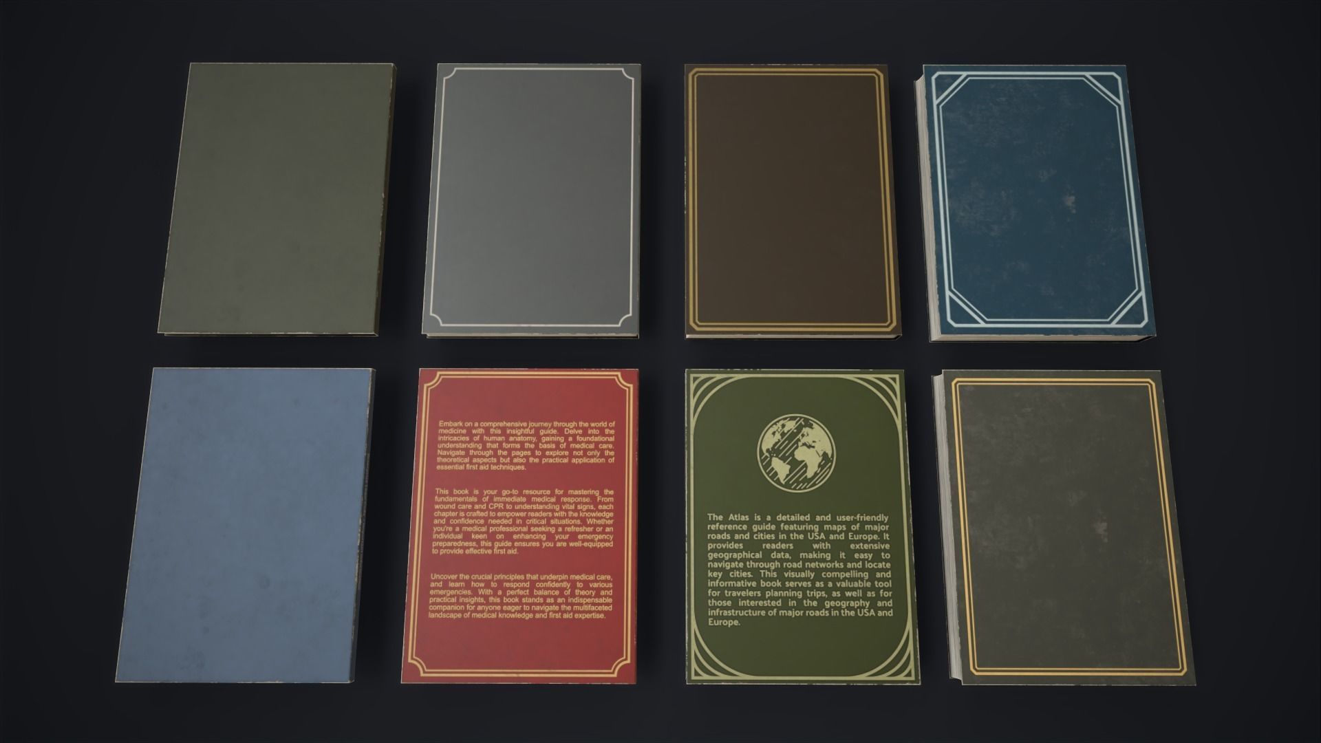 Retro books Low-poly 3D model_11