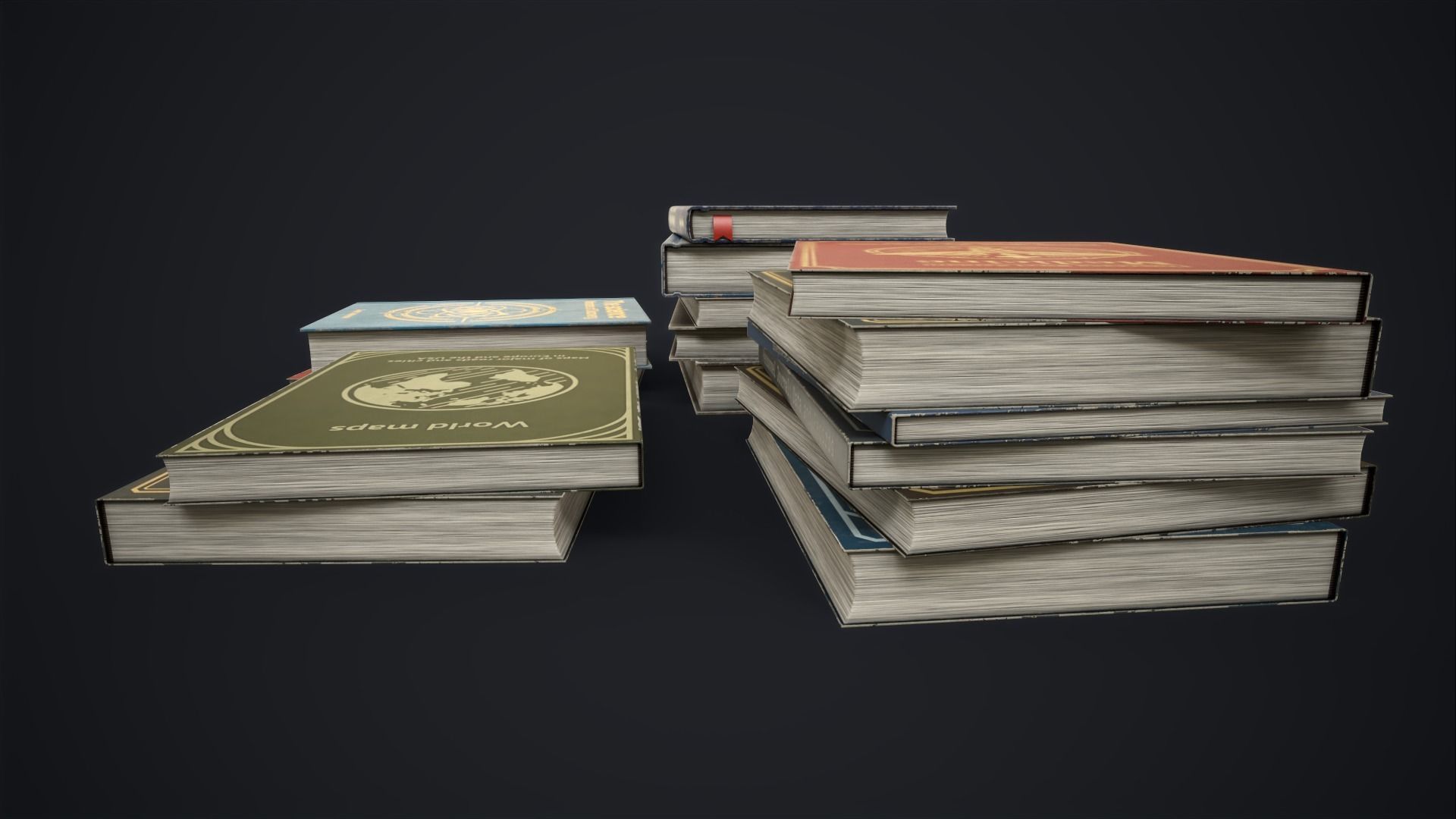 Retro books Low-poly 3D model_3