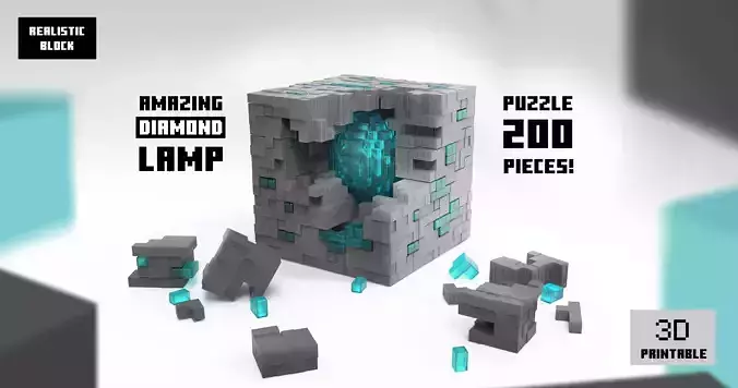 Most Realistic Minecraft block LAMP and 3D PUZZLE 3D print model