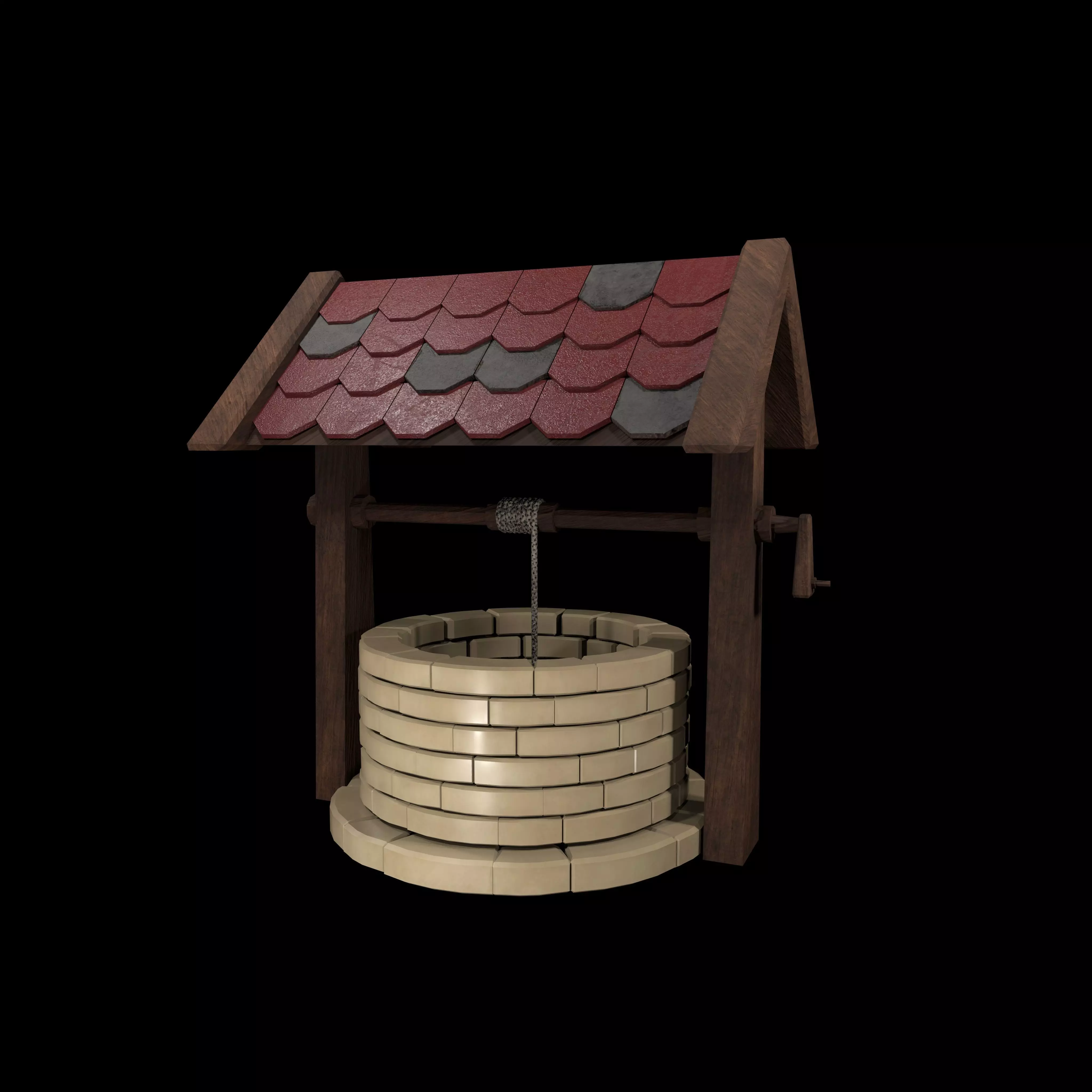 Low Poly Well Low-poly 3D model