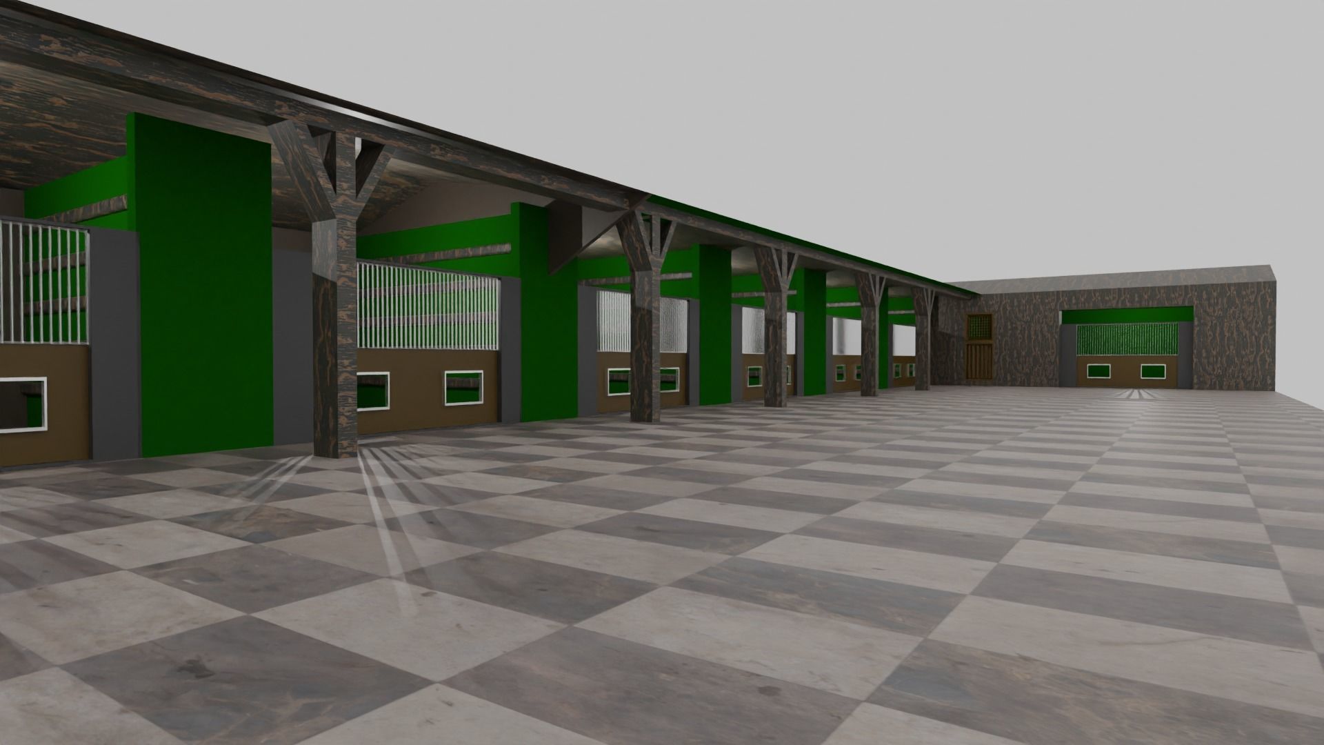 Horse Stable Low-poly 3D model_6