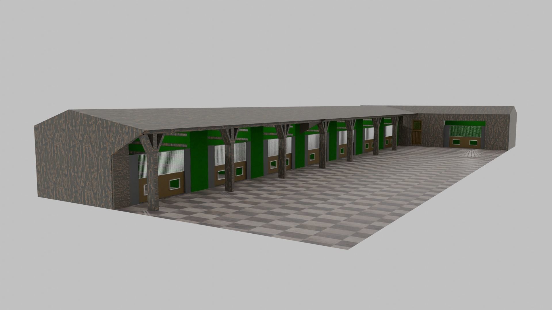Horse Stable Low-poly 3D model_1