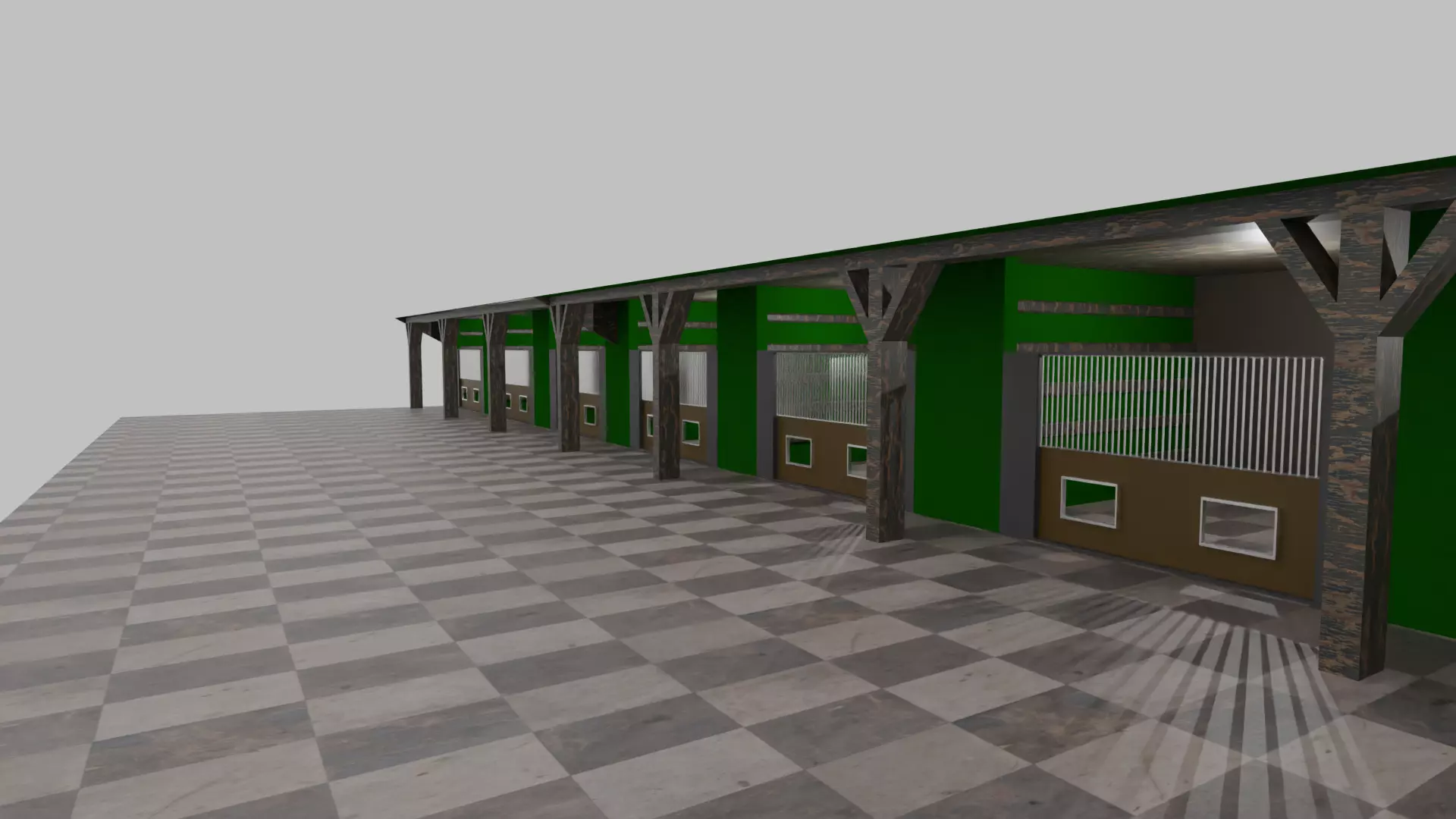 Horse Stable Low-poly 3D model_0