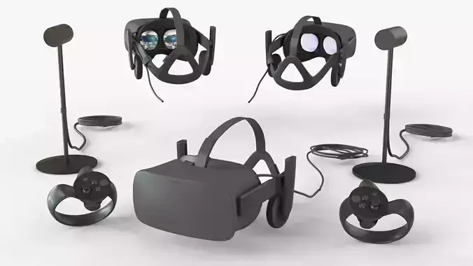 Oculus Rift with Controllers and Sensors 3D model