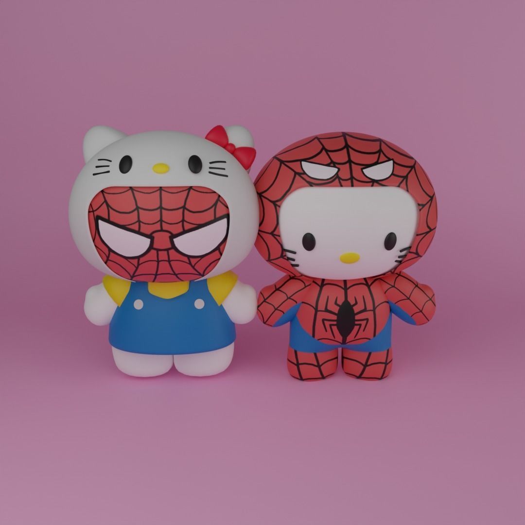 Hello Kitty and Spiderman 3D model | CGTrader