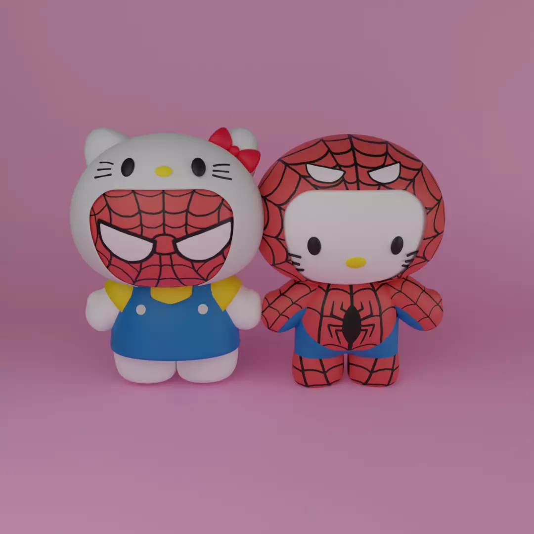 Hello Kitty and Spiderman 3D model_0