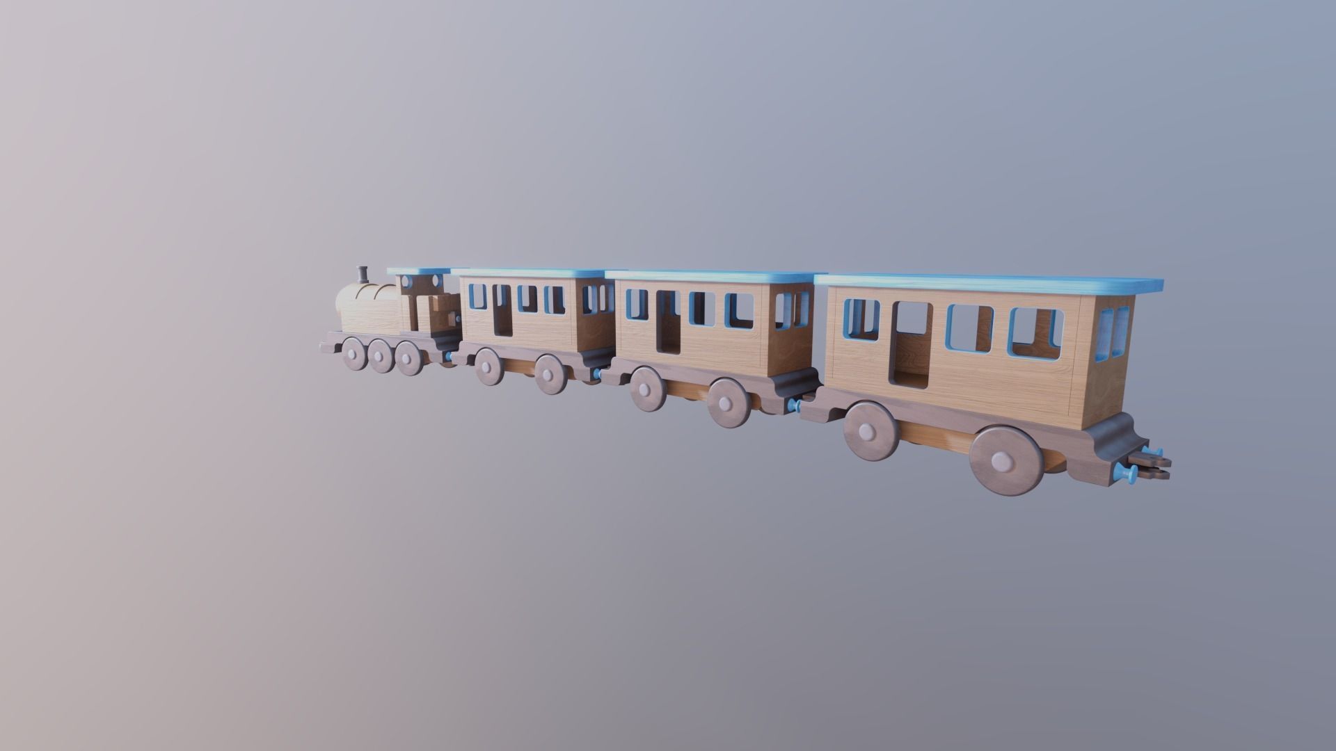 WOODEN LITTLE TRAIN and CARRIAGES BUNDLE - RogueFilmProductions Low-poly 3D model_5