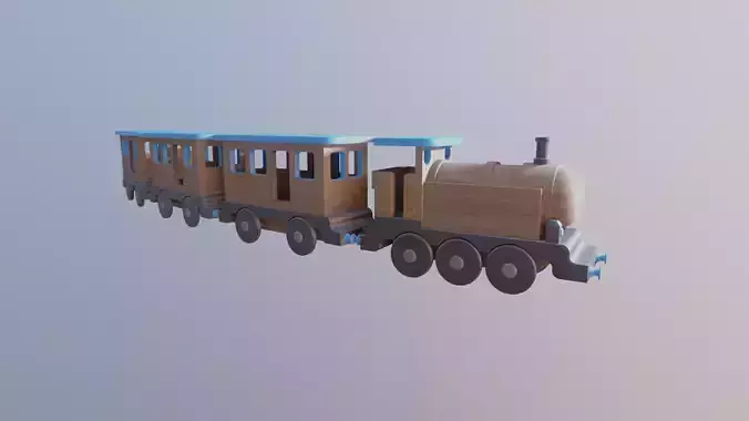 WOODEN LITTLE TRAIN and CARRIAGES BUNDLE - RogueFilmProductions Low-poly 3D model