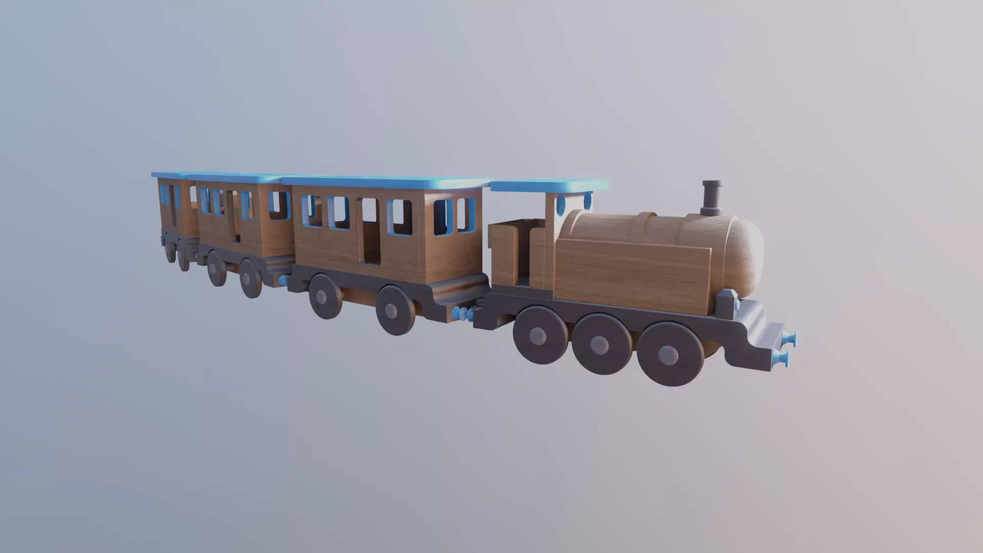 WOODEN LITTLE TRAIN and CARRIAGES BUNDLE - RogueFilmProductions Low-poly 3D model_0