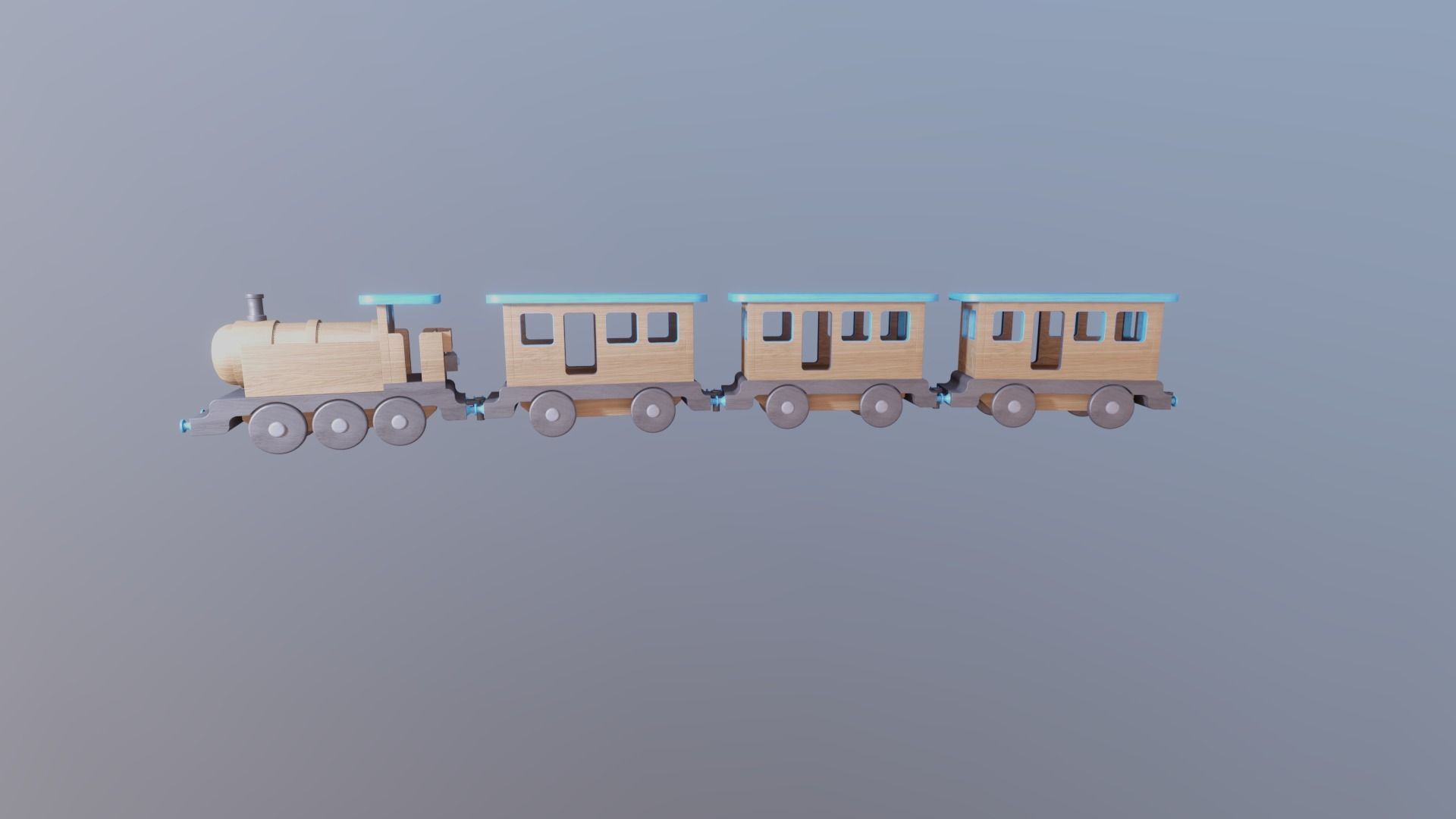 WOODEN LITTLE TRAIN and CARRIAGES BUNDLE - RogueFilmProductions Low-poly 3D model_4