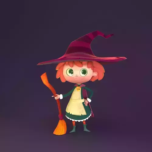 3D witch girl character