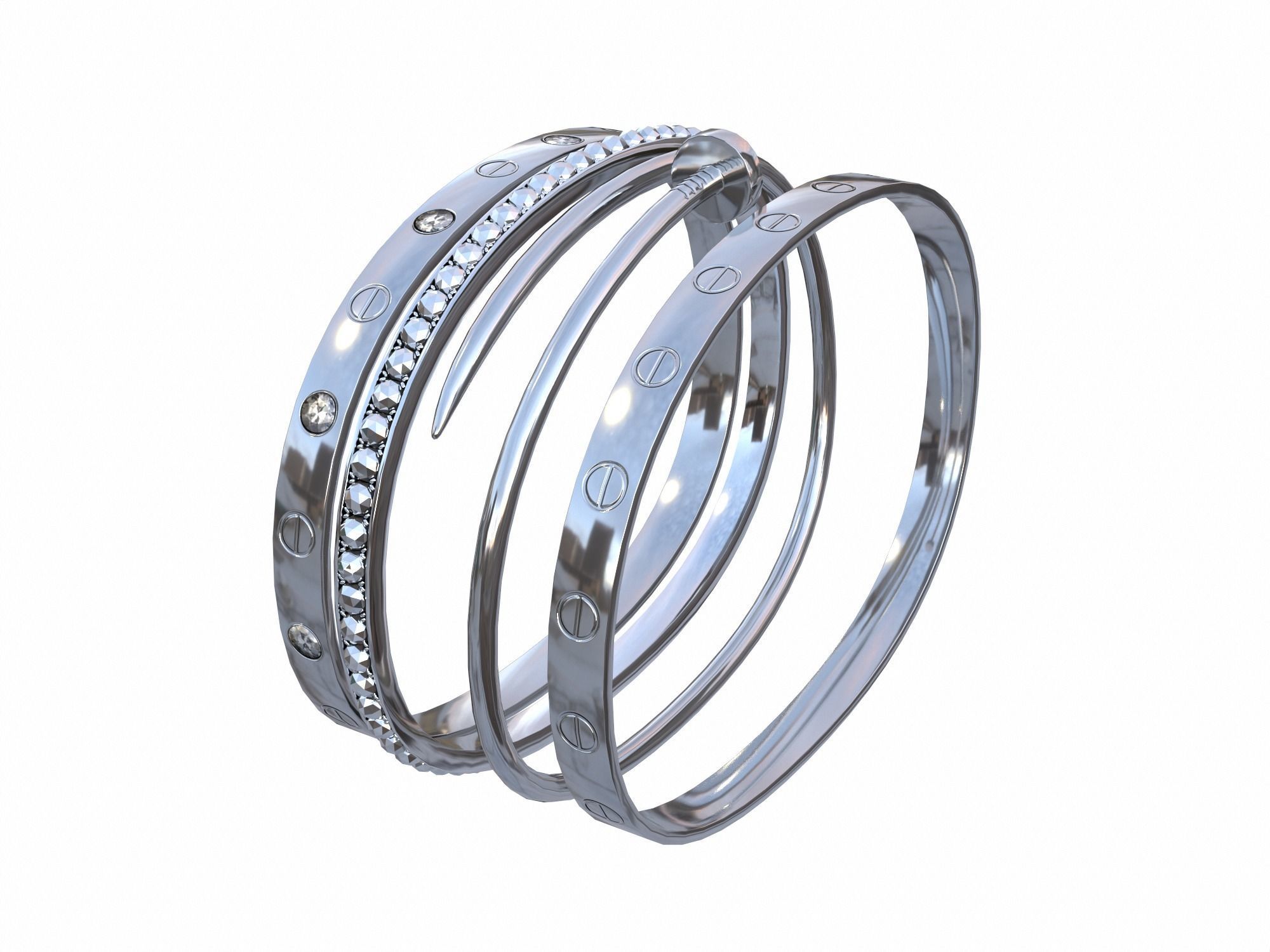 Bracelets Jewelry Fashion Set 1 Low-poly 3D model_2