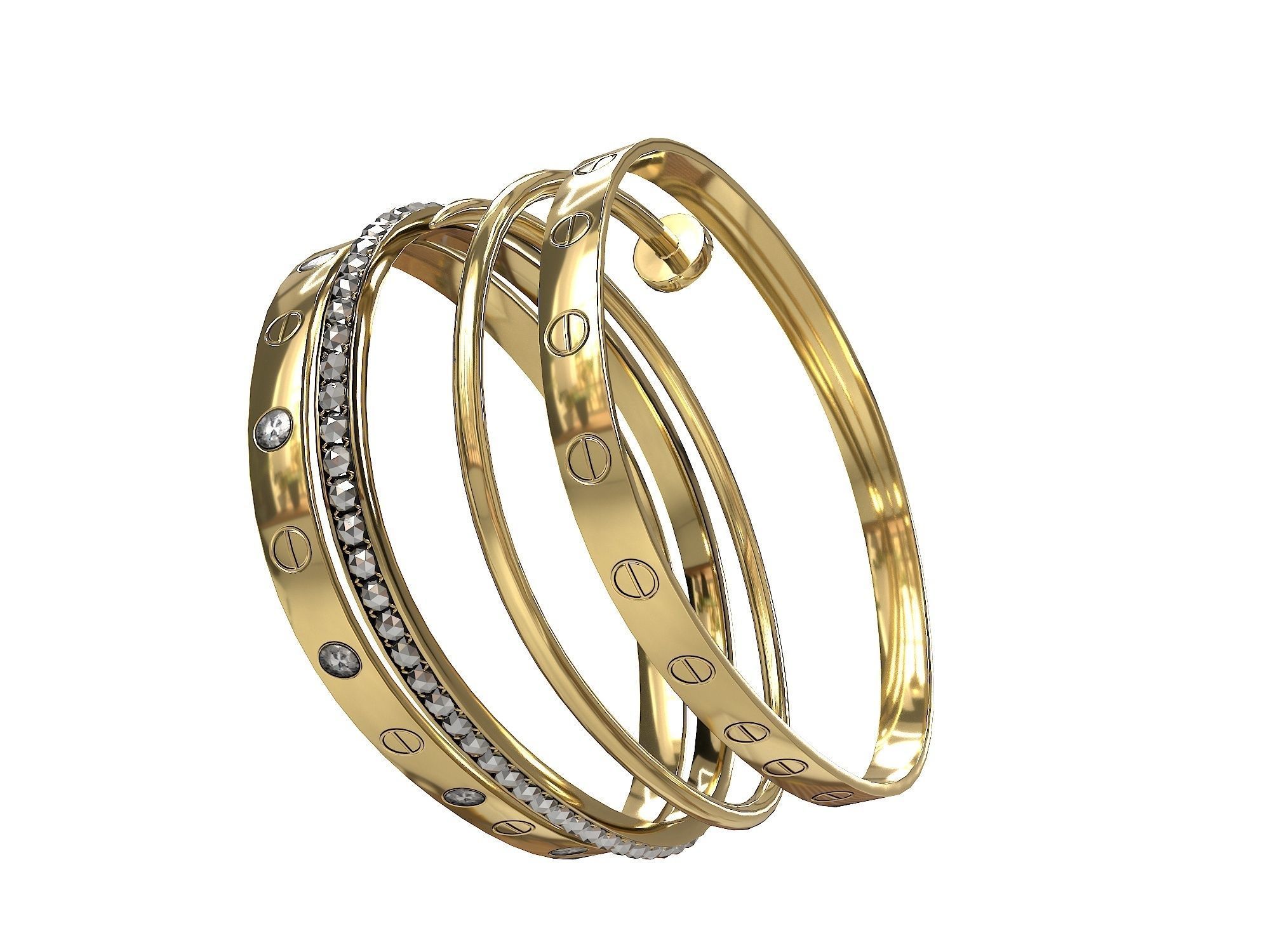 Bracelets Jewelry Fashion Set 1 Low-poly 3D model_5