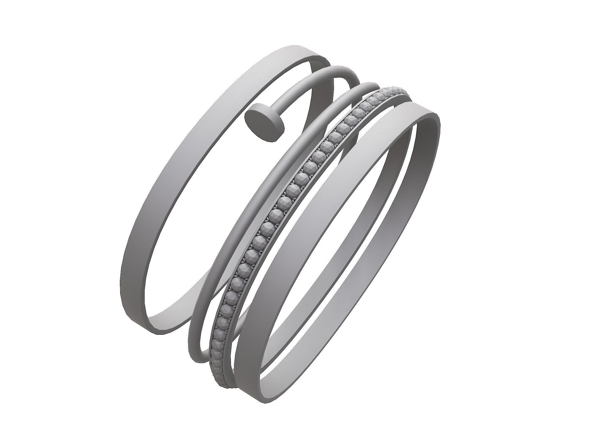 Bracelets Jewelry Fashion Set 1 Low-poly 3D model_9