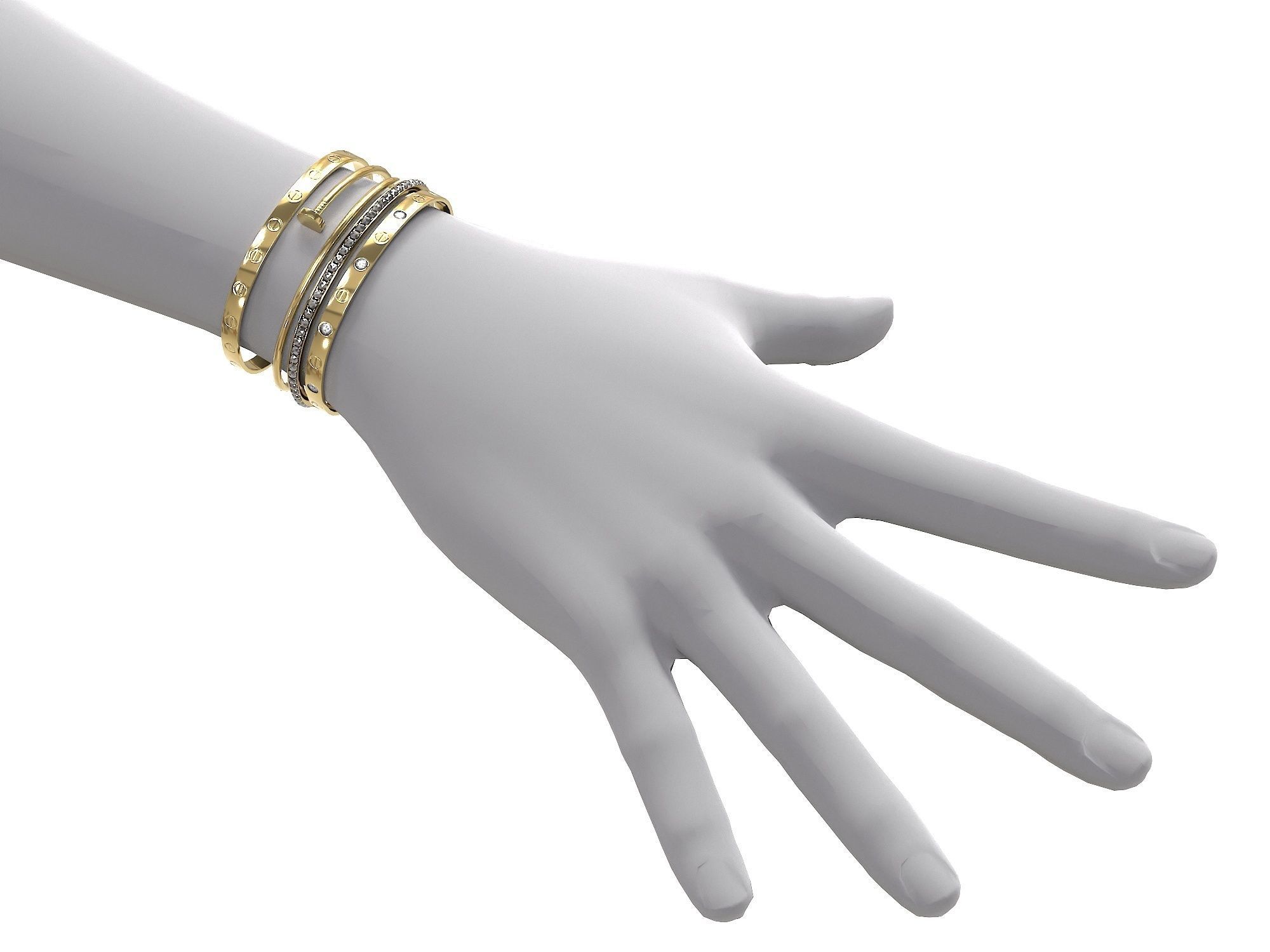 Bracelets Jewelry Fashion Set 1 Low-poly 3D model_7