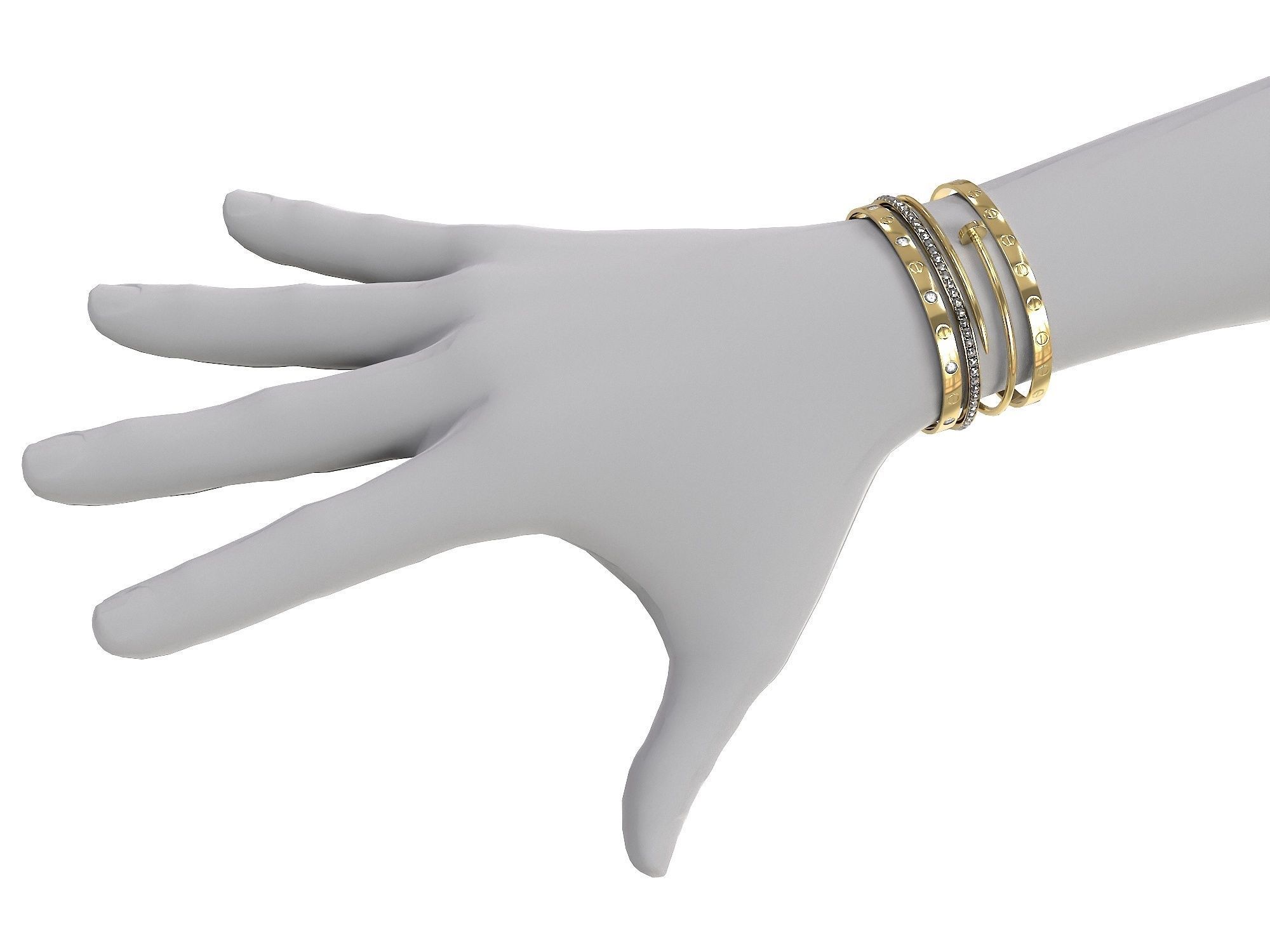 Bracelets Jewelry Fashion Set 1 Low-poly 3D model_6