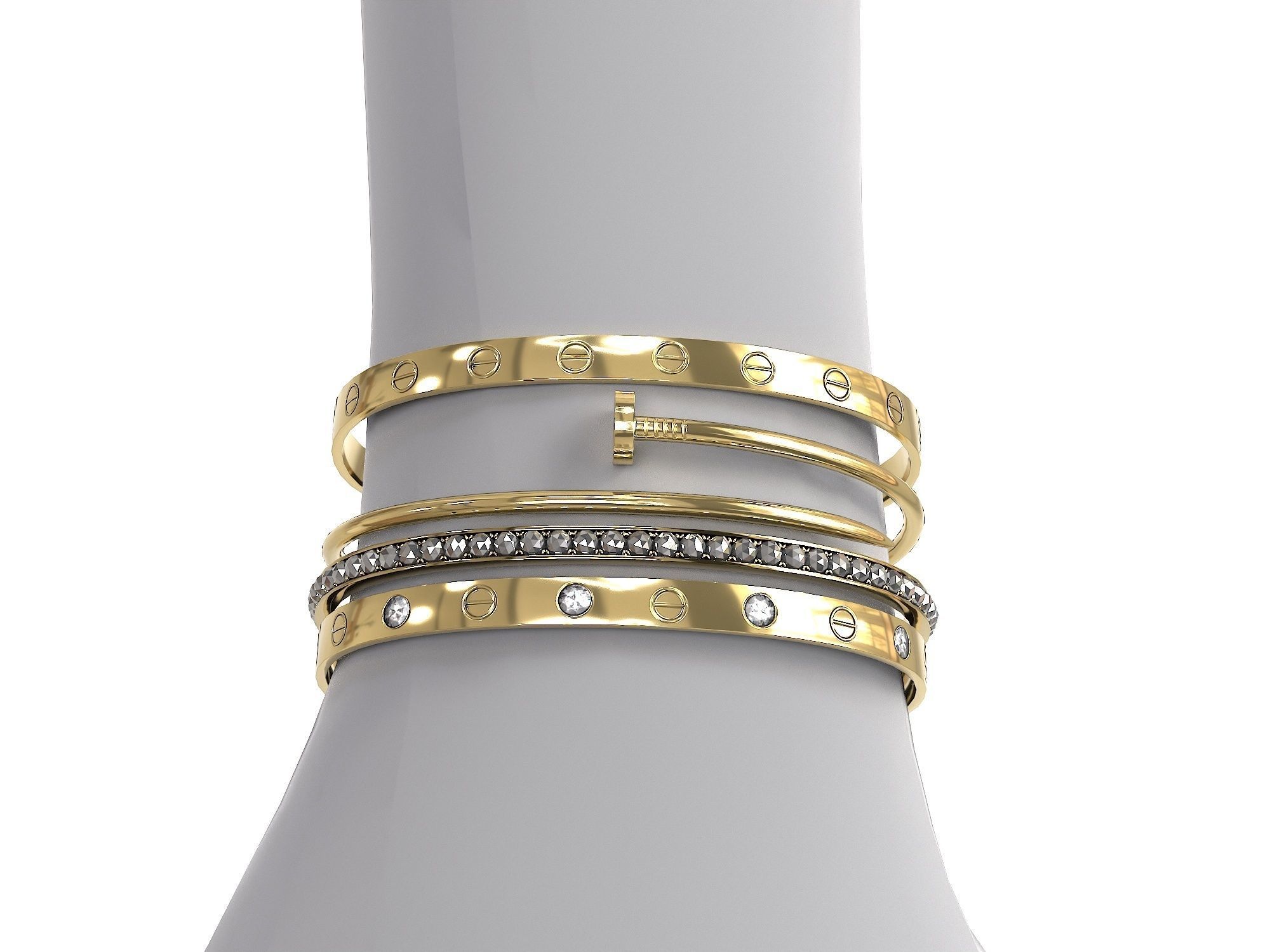 Bracelets Jewelry Fashion Set 1 Low-poly 3D model_8