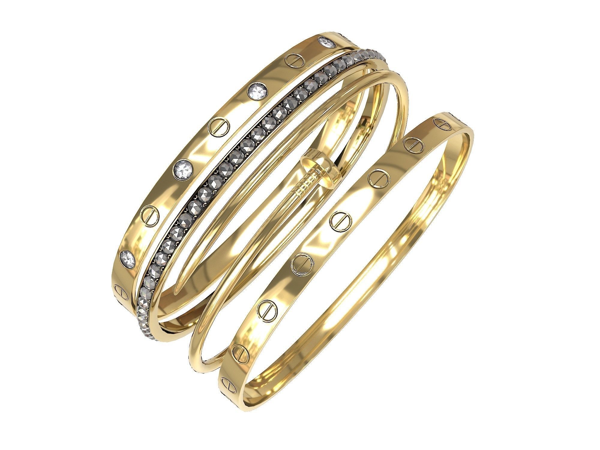 Bracelets Jewelry Fashion Set 1 Low-poly 3D model_4