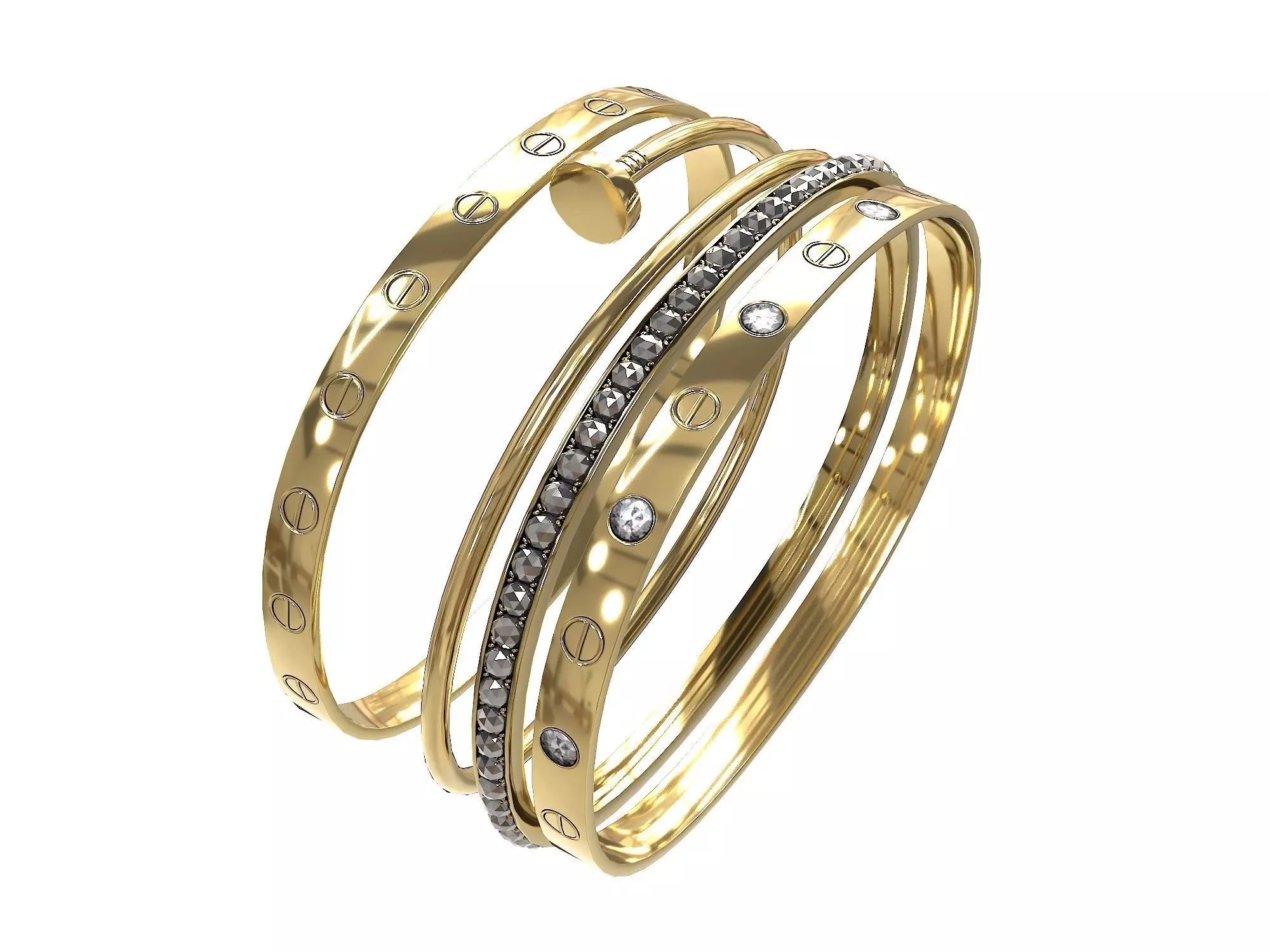 Bracelets Jewelry Fashion Set 1 Low-poly 3D model_0