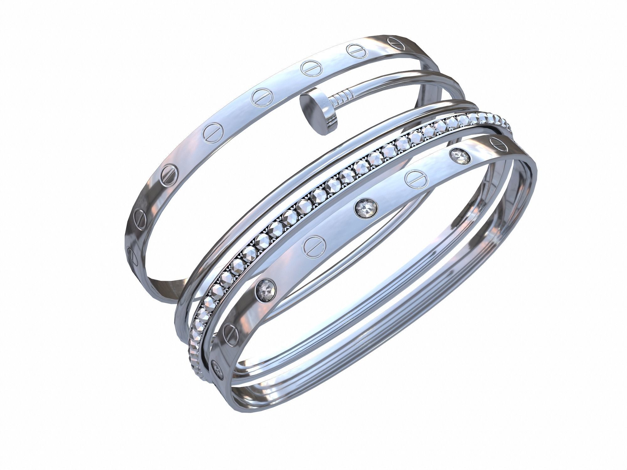 Bracelets Jewelry Fashion Set 1 Low-poly 3D model_1