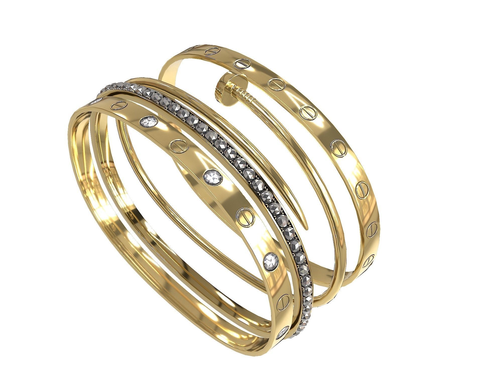 Bracelets Jewelry Fashion Set 1 Low-poly 3D model_3