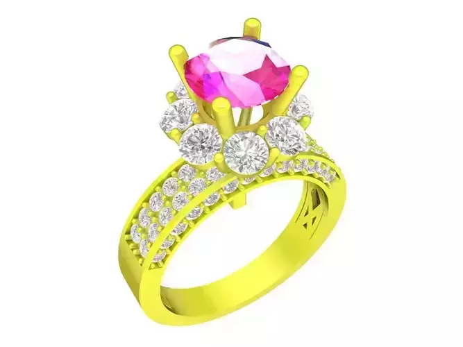 A7434 Luxury Hongkong Diamond Engagement Ring for Women 3D Model